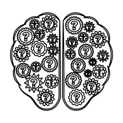 storm brain with question isolated icon vector illustration design