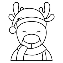 cute reindeer with santa claus hat vector illustration design
