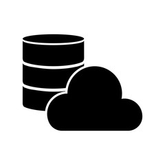 Pictogram database with cloud icon. Black icon on white background.