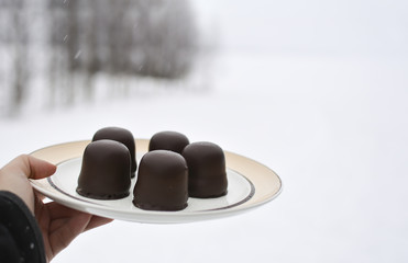 Chocolate-coated marshmallow treat