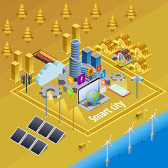 Smart City Internet Infrastructure Isometric Poster