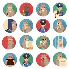 Private Detective Icons Set
