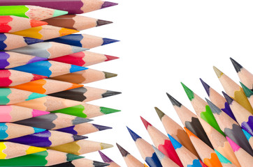 Color pencils isolated on white background.Close up