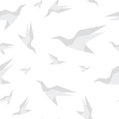 White birds Geometric flat style Seamless pattern