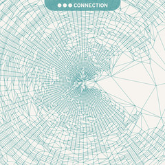 Cobweb or spider web. Network abstract background. Connection Structure. 3D technology style. Wireframe vector illustration.