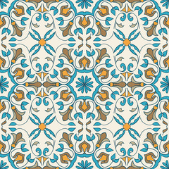Vector seamless texture. Beautiful colored pattern for design and fashion with decorative elements
