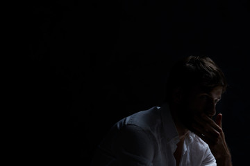 Sad man with depression