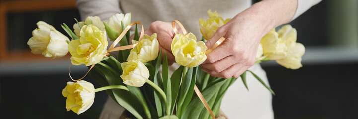 Florist arranging flowers