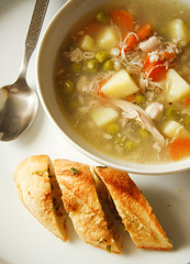 Chicken soup with vegetables and pearl barley