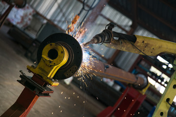 Manufacturing machine in action of a steel and pivot manufacturing company.