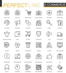 E-commerce and shopping thin line web icons set. Outline icon design.