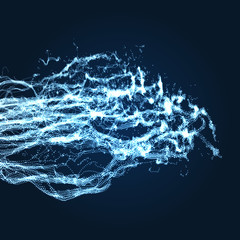 Array with Dynamic Emitted Particles. Water Splash Imitation. Abstract Background. Vector Illustration.