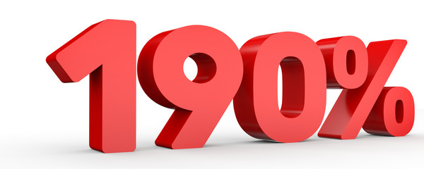 One hundred and ninety percent. 190 %. 3d illustration.