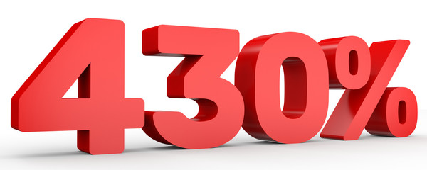 Four hundred and thirty percent. 430 %. 3d illustration.