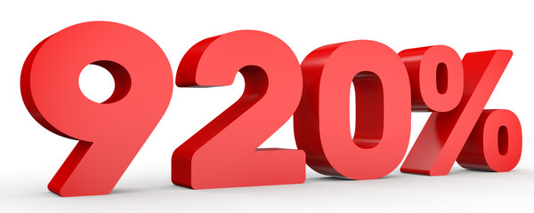 Nine hundred and twenty percent. 920 %. 3d illustration.