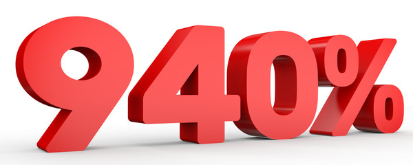Nine hundred and forty percent. 940 %. 3d illustration.