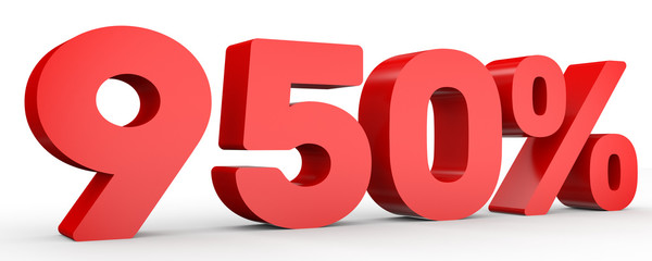 Nine hundred and fifty percent. 950 %. 3d illustration.