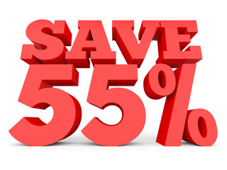 Fifty five percent off. Discount 55 %.