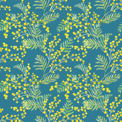 Watercolor mimosa pattern