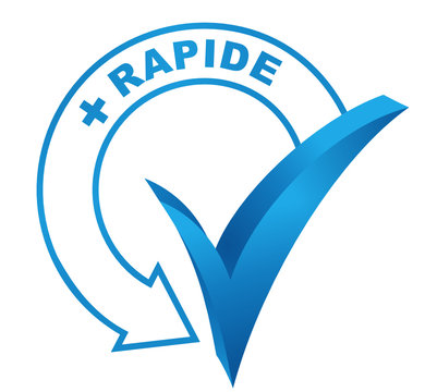 plus rapide sur symbole valid&eacute; bleu