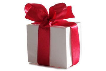 Bow on ribbon for gift on white background