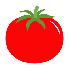 Tomato with leaves icon. Red color. Vegetable collection. Fresh farm healthy food. Education card for kids. Flat design. White background. Isolated. Vector illustration