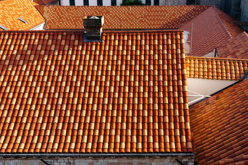 Fototapeta premium Top view of the roofs of houses in Dubrovnik, Croatia.
