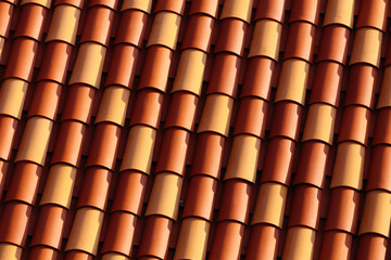 red and yellow Roof tiles on the European house.