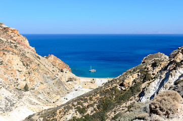 Fototapeta na wymiar Sulphur mine in Milos, Greece