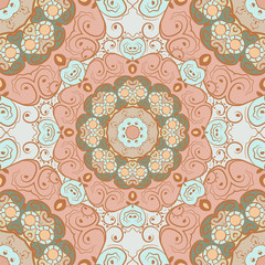 Seamless pattern with mandalas in beautiful colors. Vector background.