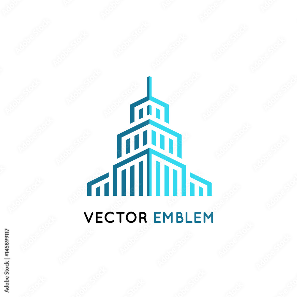 Poster vector architecture and building sign - skyscraper illustration