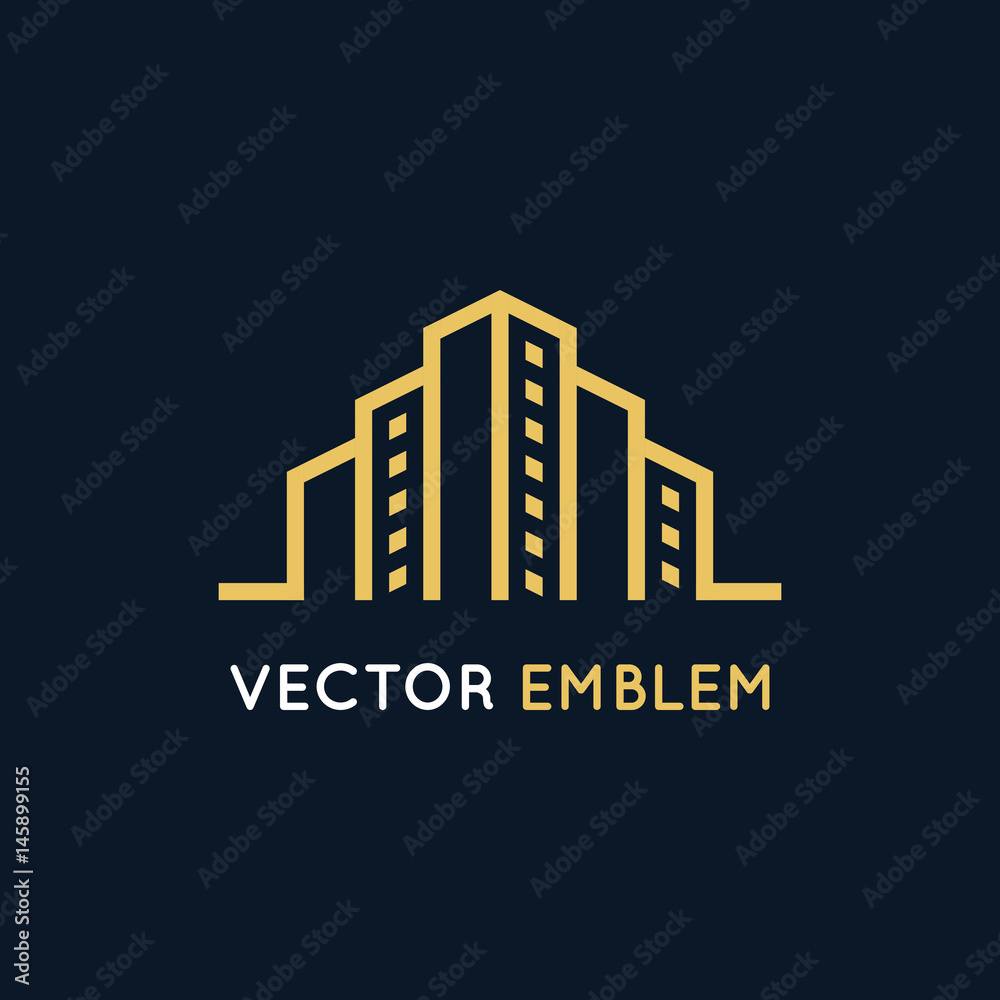 Aufkleber vector logo design - architecture and building sign