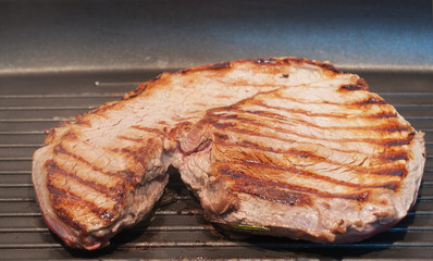 Beef steak on the grilled.
