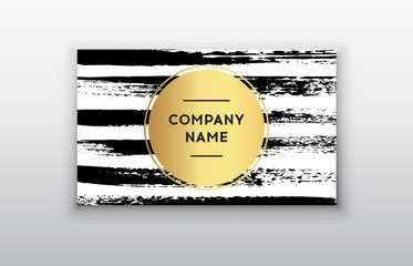 Set of Black and Gold Design Business card. Abstract Modern Backgrounds.Brush stroke