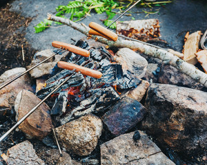 Big sausages barbecue