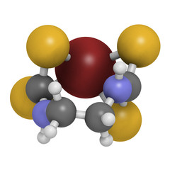 Zineb zinc organosulfur fungicide molecule. 3D rendering. Atoms are represented as spheres with conventional color coding.