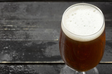 beer glass on a wooden background