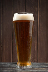beer glass on a wooden background