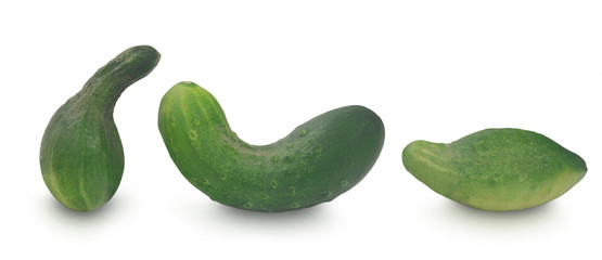 Three cucumbers isolated on white background