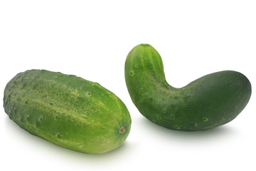 Two cucumbers isolated on white background