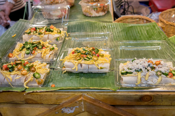 vegetables and in noodle tube.- (Selective focus)