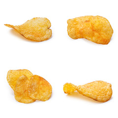 Collage of tasty potato chips