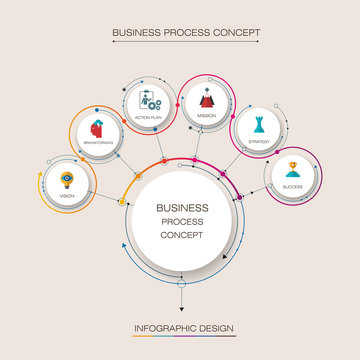 Vector infographic template with 3D paper label, integrated circles. Business concept with 6 options. For content, diagram, flowchart, steps, parts, timeline infographics, workflow layout, chart