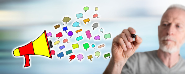 Man drawing communication concept