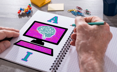 Artificial intelligence concept on a notepad