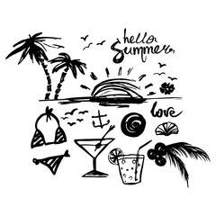 Set of summer signs for holiday vector
