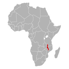 Malawi auf Afrika Karte