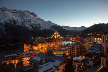 At dawn. Amazing mountain scenery from St. Moritz, Switzerland