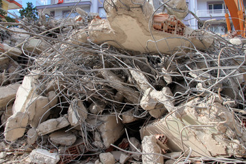 excavator on construction waste