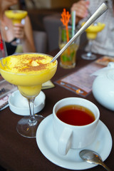 tiramisu dessert and tea